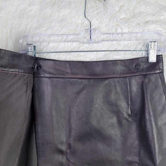 French Connection Sz 4 Brown 100% Sheep Leather Mini Wrap Skirt A-Line Supple - Picture 8 of 14